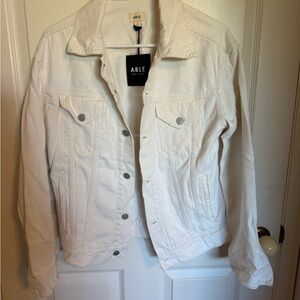 ABLE Women's White Denim Jacket. Size M. NWT